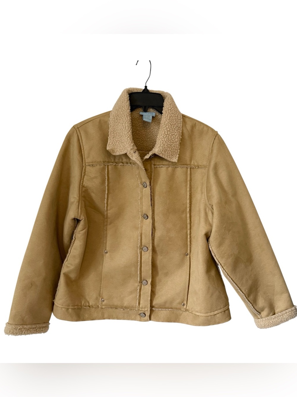 Sigrid Olsen SO Blue Faux suede Tan Sherpa-Lined Jacket XL